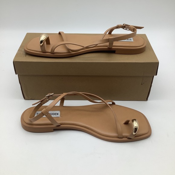 Steve Madden Baylee Cognac Toe Ring Ankle Strap‎ Sandals Womens Size 9 New - Picture 6 of 6